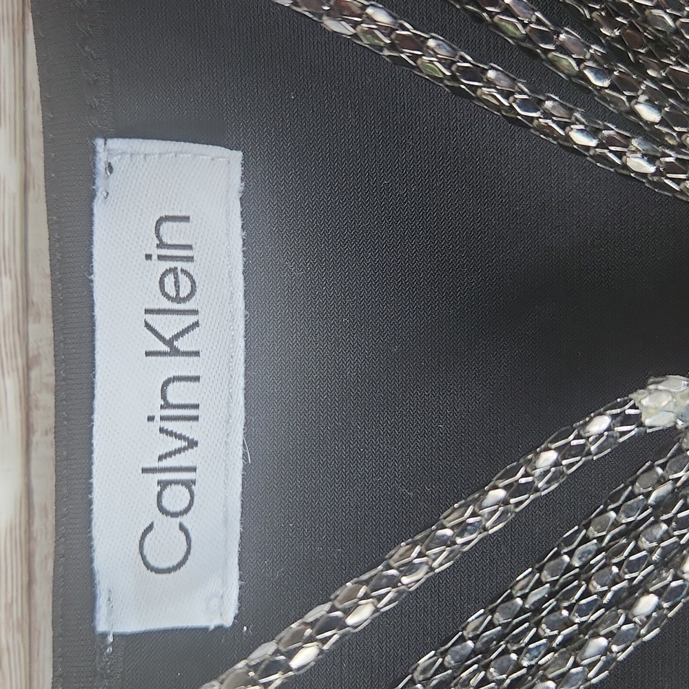 Calvin Klein, Women's Black Tunic Top With Sheer Ballon Long Sleeves and Cuffs. - Picture 11 of 11